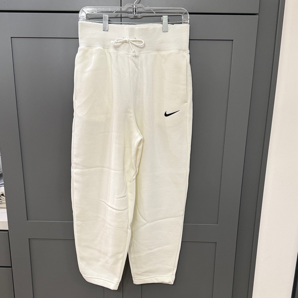 Nike Women's Sz S Off White Loose Fit High Rise Track Pants